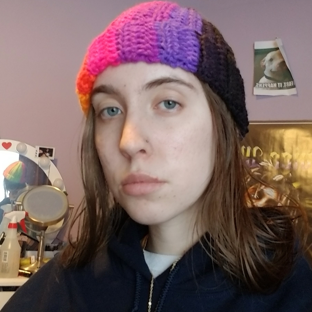 handmade crocheted neon beanie